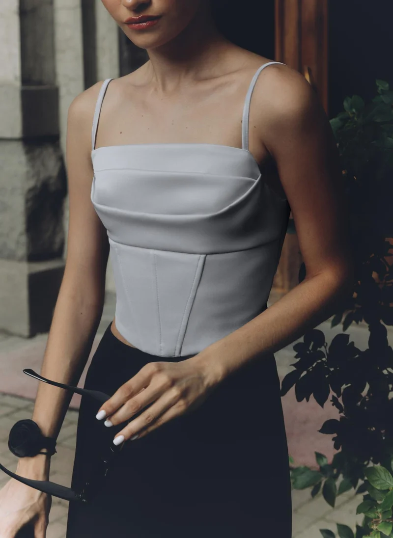 Lichi Corset-inspired crop top